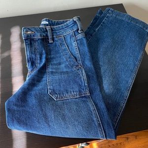 High-Waisted Slim Wide-Leg Workwear Jeans
